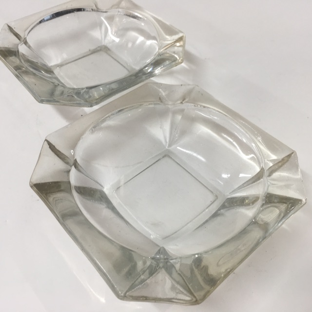 ASHTRAY, Glass - Basic Square Cut Glass